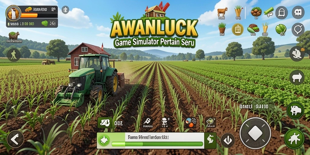 Gameplay AWANLUCK yang menarik dengan berbagai tanaman yang bisa ditanam.