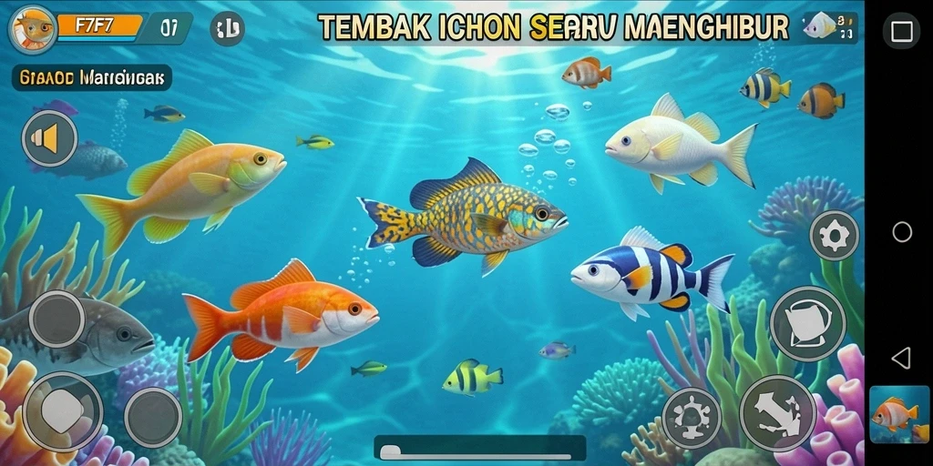 Tangkapan layar menampilkan gameplay seru Tembak Ikan F7F7.