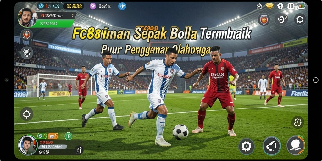 Screenshot FC888 menampilkan momen mendebarkan di lapangan sepak bola.