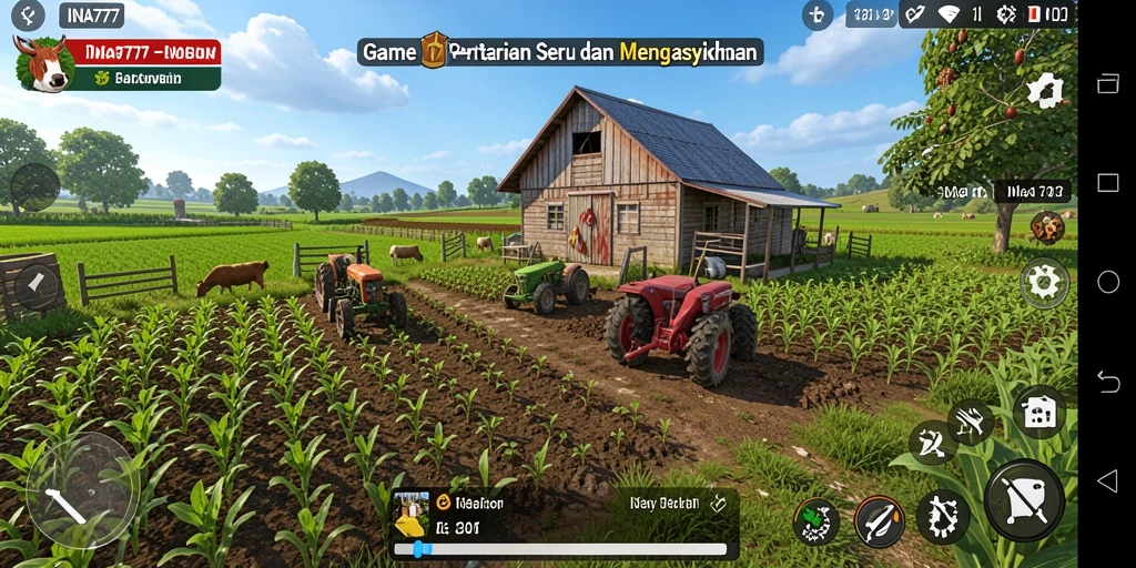 Screenshot utama INA777 menampilkan gameplay menarik dalam dunia pertanian.
