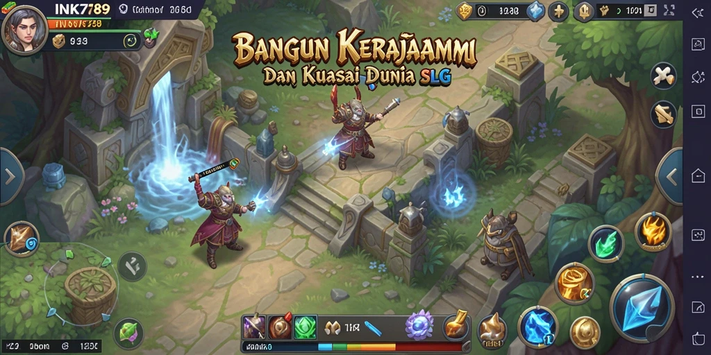 Tangkapan layar INK789 menampilkan pertempuran menarik dan pembangunan kerajaan.