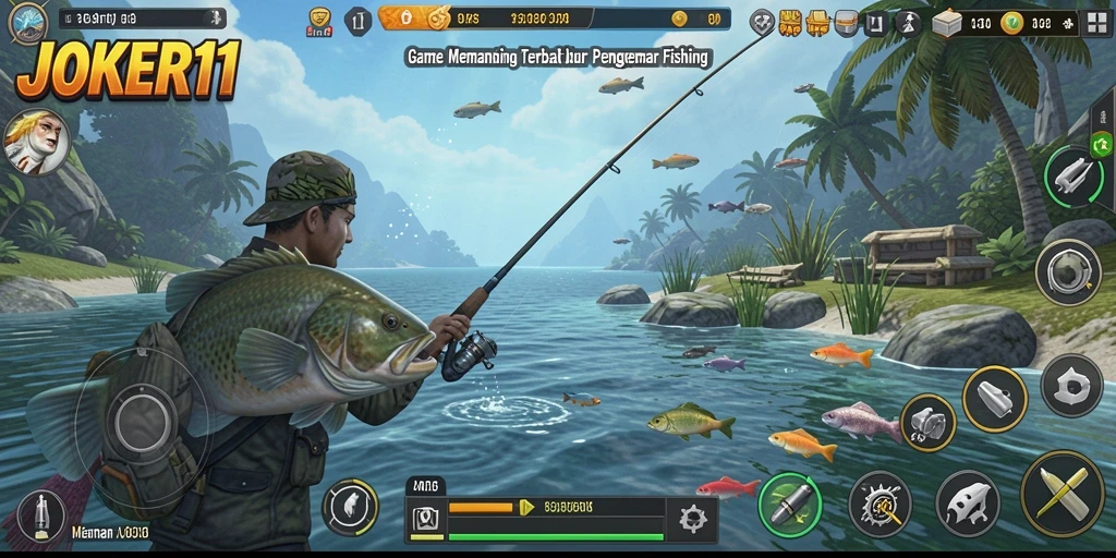 Tampilan gameplay JOKER11 yang menegangkan saat memancing.