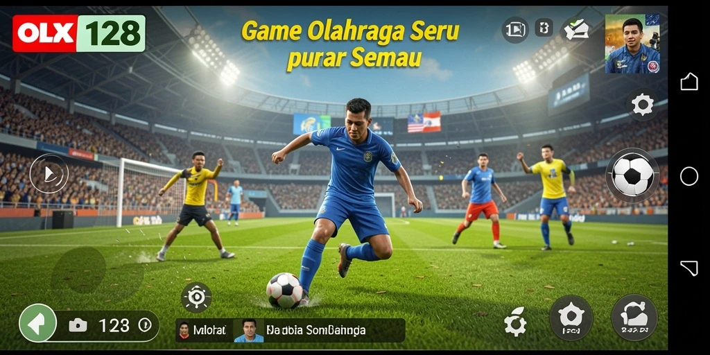 Screenshot utama OLX128 yang menampilkan aksi permainan olahraga seru.