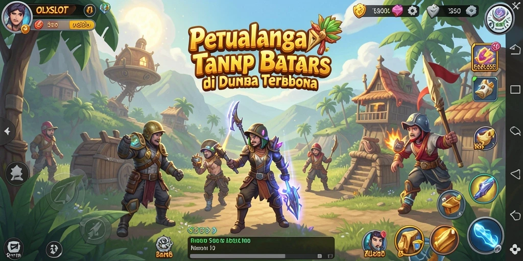 Tampilan gameplay OLXSLOT dengan petualangan seru di dunia terbuka.