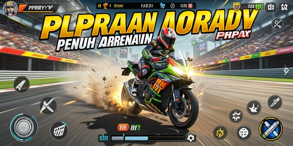Screenshot gameplay PPRRYY menampilkan aksi balapan motor yang mendebarkan.