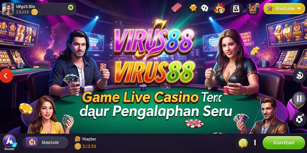 Screenshot gameplay Live Casino VIRUS88 yang menampilkan dealer profesional.
